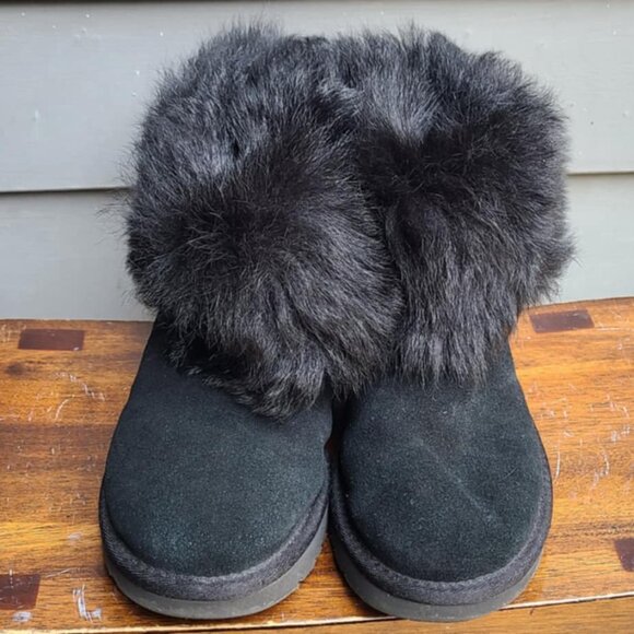 UGG Black Valentina Suede Boots with Shearling size 7 1/2" - Picture 4 of 12